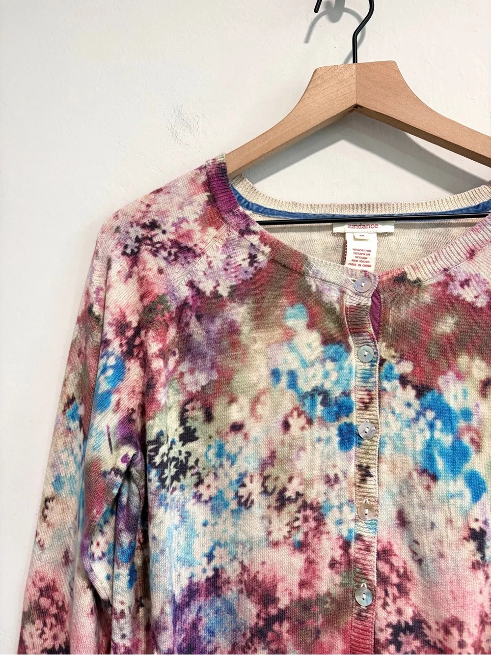 Sundance Floral Tie Dye Button Front Cardigan